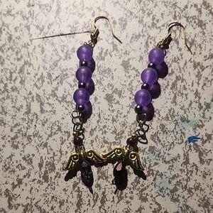 Purple and Gold Angel Beaded Earrings